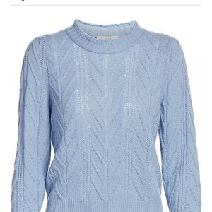 NWT Joie Tenzin Chevron Wool Cashmere Blend Sweater Thistle Blue Small